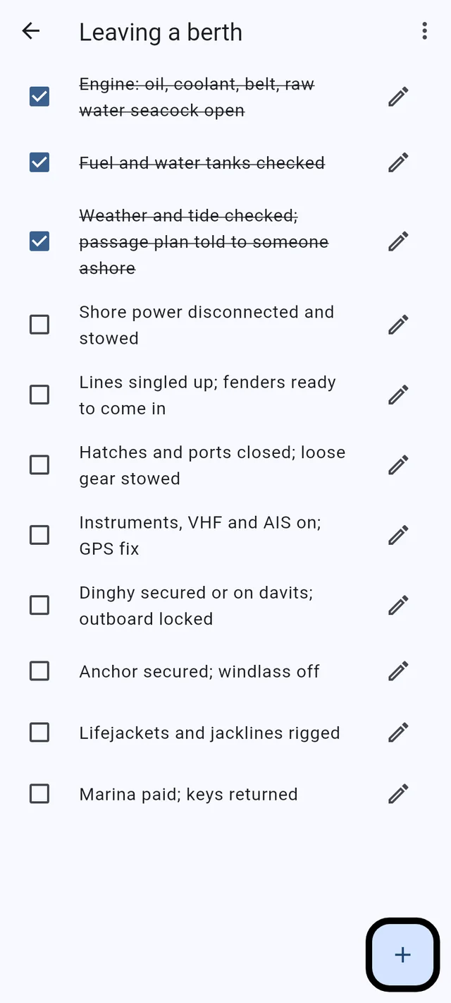 Shopping lists and checklists, on every phone aboard